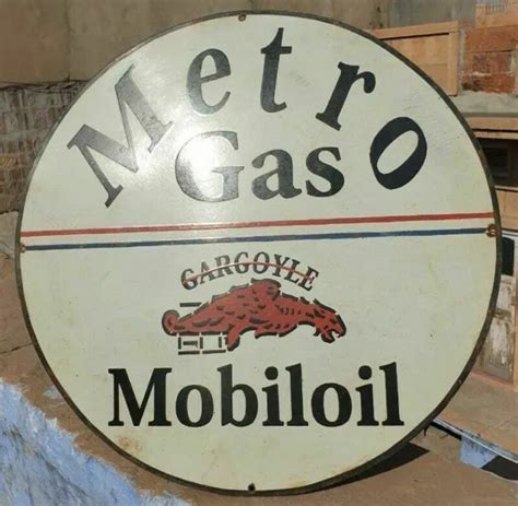 S Old Antique Vintage Rare Metro Gas Mobil Oil Porcelain Enamel Sign Board Picclick
