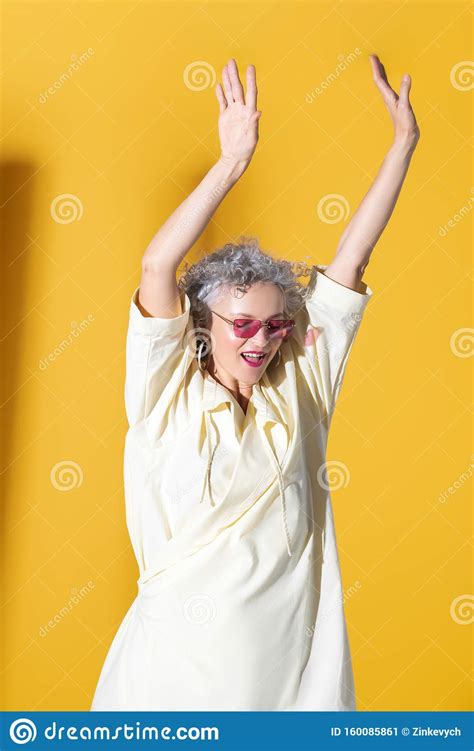 Mature Woman Feeling Free And Motivated While Posing Stock