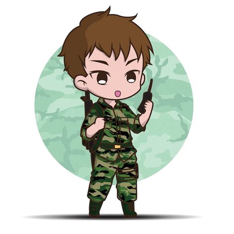 Cute Army Soldier Boy Cartoon Vector Premium Download