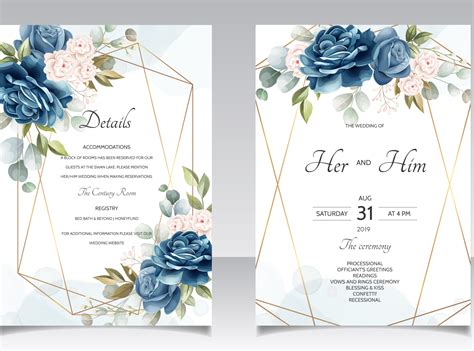 Beautiful Floral Wreath Wedding Invitation Card Template