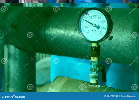 Pressure Gauge Showing Pressure On The Water Supply Pipe Stock Image