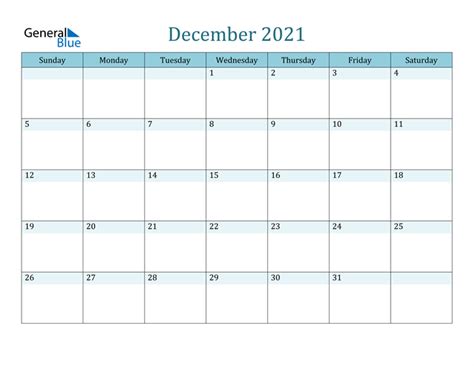 December 2021 Calendar Pdf Word Excel