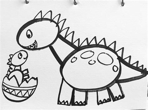 Tutorial How To Draw A Dinosaur For Kids This Is A Simple Lesson For