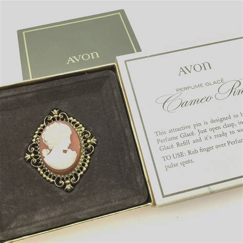 1970 Avon Cameo Perfume Locket Pin Brooch New Condition In Etsy