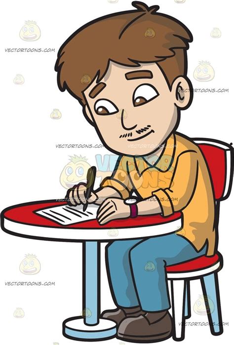 A Man Writing A Personalized Letter Lettering Man Writing Clipart
