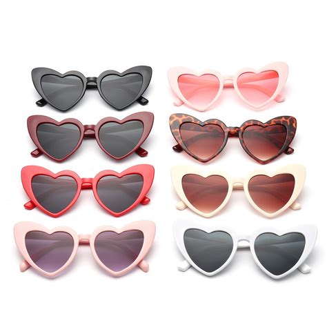 Fashion Clout Goggle Love Heart Sunglasses Uv400 Protection Vintage