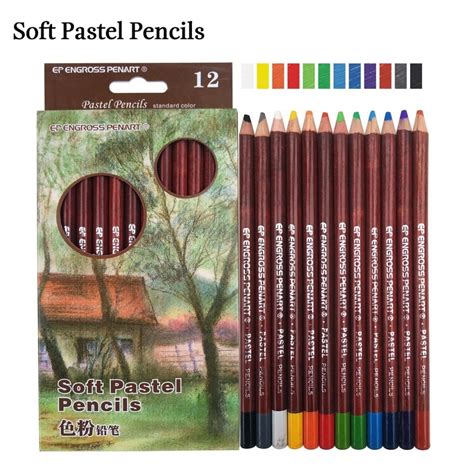 12colors Non Toxic Professional Soft Pastel Pencils Landscope Sketches