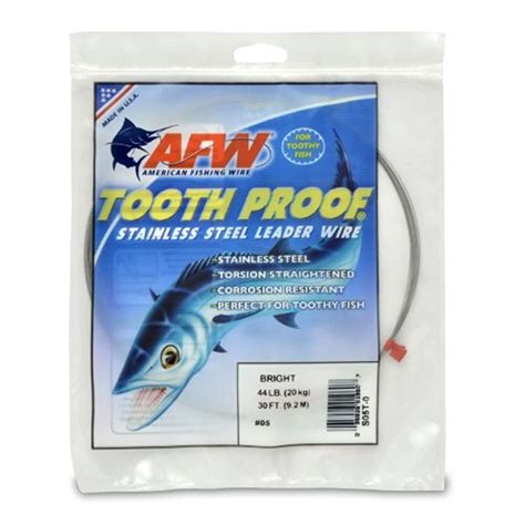Afw Tooth Proof Stainless Steel Leader Single Strand Wire 124lb Test