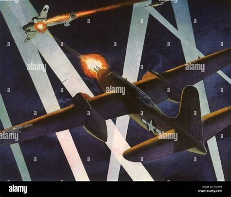 Douglas P 70 Night Fighter Destroys German Plane Stock Photo Alamy