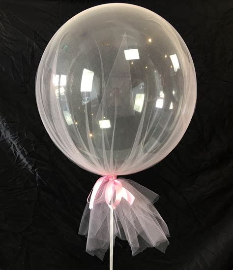 24 Inch Bubble Balloon Covered With Light Pink Tulle Tulle Balloons