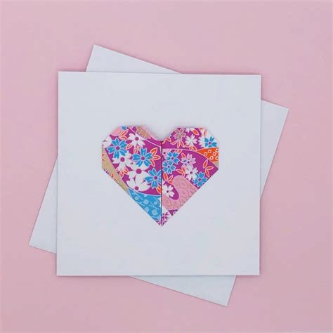 Origami Heart Valentines Card Paper Heart Card For Etsy