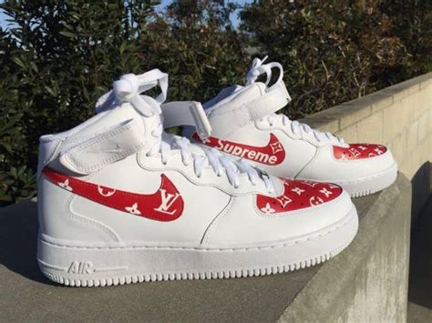 Drippy, i customize sneakers and someone just created a custom nike air force 1 supreme louis vuitton denim shoe. Custom Supreme x Louis Vuitton Air Force Mid | Kixify ...