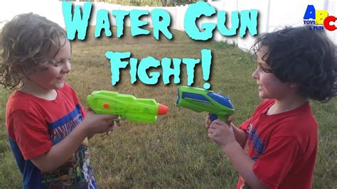 Water Gun Fight Kids Playing With Water Guns Asher And Remy Bro Vs