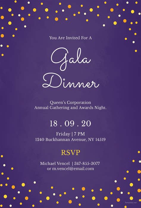 Free Gala Dinner Night Invitation Template In Illustrator