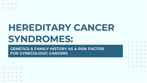 Hereditary Cancer Syndromes Genetics Family History As A Risk Factor For Gynecologic Cancers