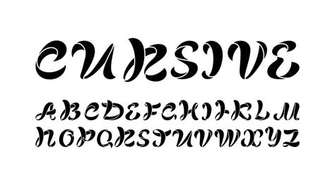 Black Cursive Font Handwritten Script Alphabet Calligraphy Free Stock