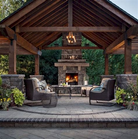31 Cozy Gazebo Design Ideas Rustic Outdoor Fireplaces Outdoor Fireplace Designs