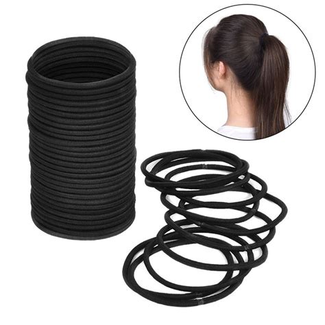 100pcs Black Thick Snag Hairbands Free Endless Hair Elastics Ponytail