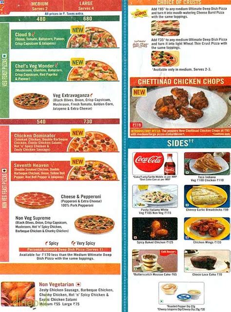 Menu Of Dominos Pizza Mall Road Shimla Dineout Discovery