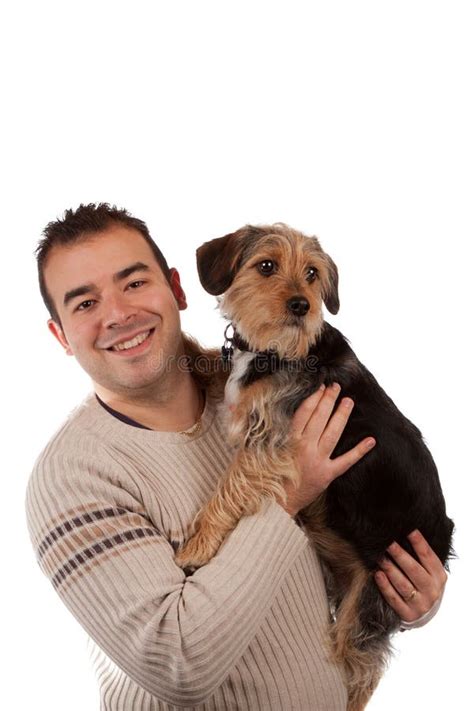 Guy Holding A Cute Dog Stock Photo Image Of Buddies 24108892