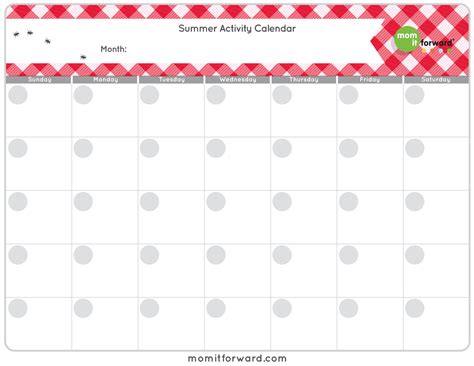 Free monday through sunday calendar template. Summer Activity Calendar Printable - Mom it ForwardMom it ...