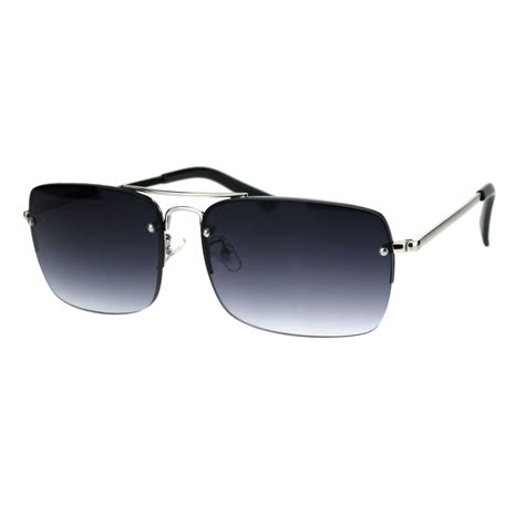 mens rectangular rimless powered reading sunreader sunglasses 3 0 silver smoke