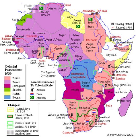 See this image's file description page for attribution and licensing information. Map - Colonial Africa in the Twentieth Century