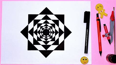 How To Draw Square Geometric Design Step By Step Square Pattern