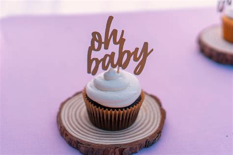 Oh Baby Cupcake Toppers On Gold Cardstock Perfect For Baby Etsy