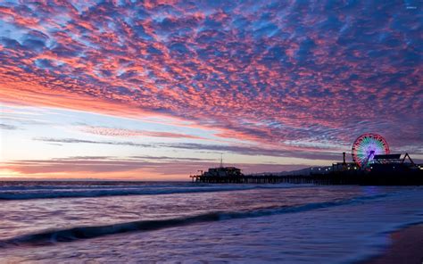 Purple Sunset Over The Pier Wallpaper Beach Wallpapers 40855