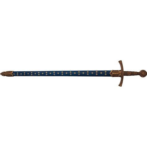 Denix 14th Century French Replica Sword With Blue Fleur De Lis Scabbard