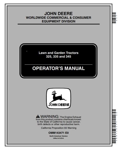 John Deere Tractor 325 335 345 Operators Manual Pdf
