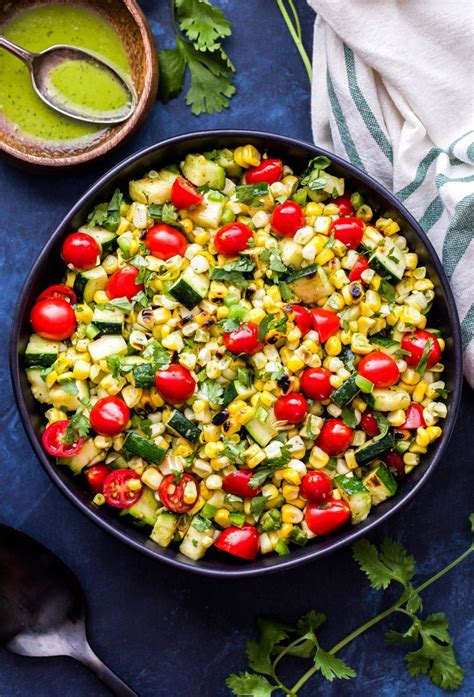 This is combined with the couscous and baked in the zucchini shells with a simple, lemony tomato sauce. Grilled Zucchini Corn Tomato Salad - Recipe Runner ...