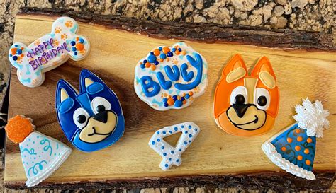 1 Dozen Blue Dog Inspired Cookies Party Cookies Bluey Etsy