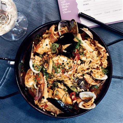 Paella Recipe Seafood And Chicken With Chorizo Food And Wine
