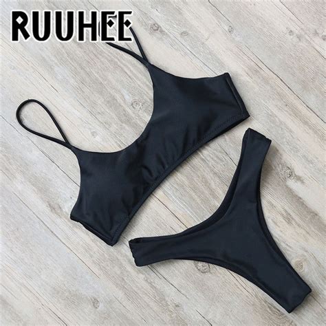 Buy Ruuhee Solid Bikini Swimwear Women Swimsuit Bathing Suit At