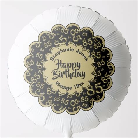 Happy Birthday 85th Goldblack Fun Party Pattern Balloon