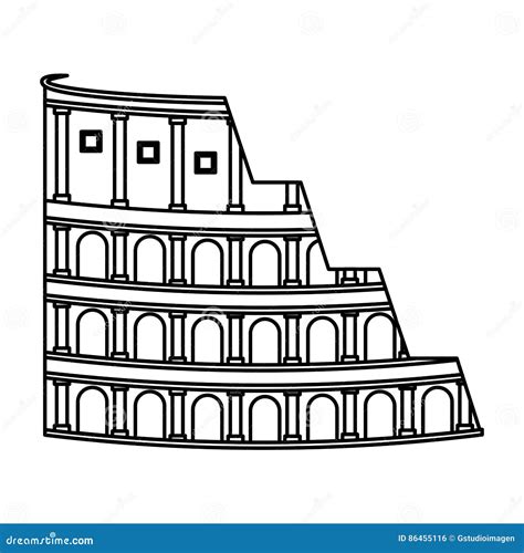 Rome Coliseum Hand Drawn Outline Doodle Icon Vector Illustration