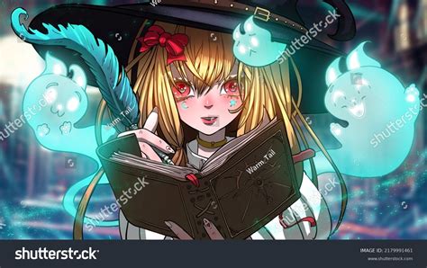 Quirky Cute Anime Girl Blonde Tousled Stock Illustration 2179991461