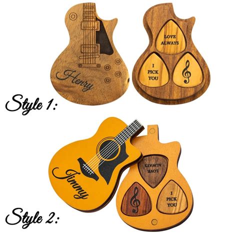 Customized Wooden Guitar Picks With Case Engraved Wooden Etsy
