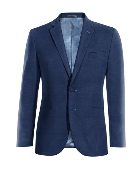Navy Blue Linen Suit Jacket With Customized Threads