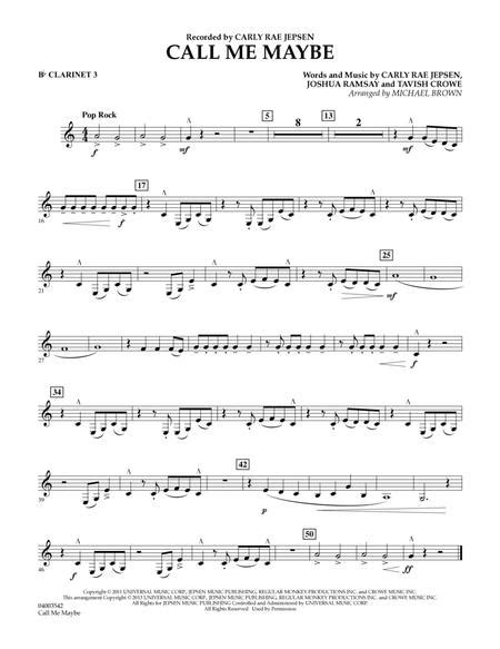 Call Me Maybe Bb Clarinet 3 By Carly Rae Jepsen Carly Rae Jepsen Digital Sheet Music For