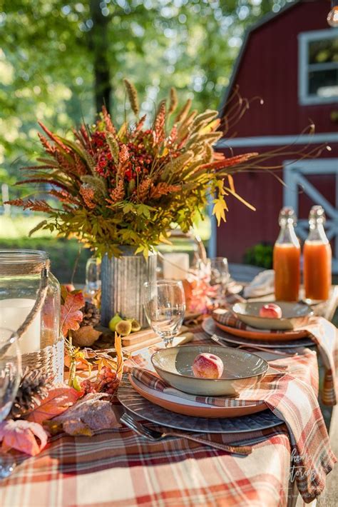 Fall Plaid Outdoor Harvest Tablescape Home Stories A To Z Fall
