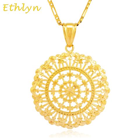 Ethlyn Unisex Fashion Gold Color Necklacesandpendants Hollow Round