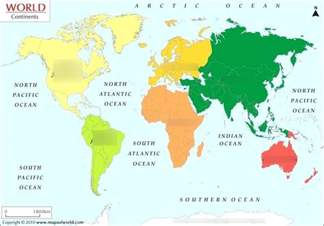 World Map Quiz 7 Continents Diagram Quizlet