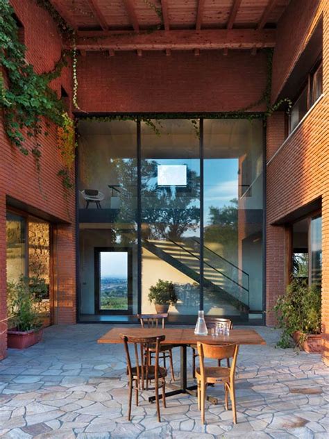 Brick Countryside Home In Italy With Central Courtyard For