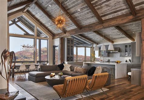 Contemporary Cabin Mountain Home Interiors Modern