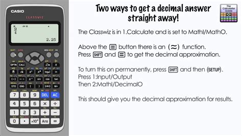 Two Ways To Change To A Decimal Answer On A Casio Classwiz Fx 991EX