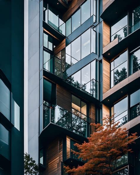 Premium Ai Image Photo Of A Modern Skyscraper Towering Over A Lone Tree