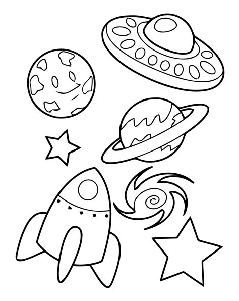 Space Rocket And Planets Coloring Book To Print And Online